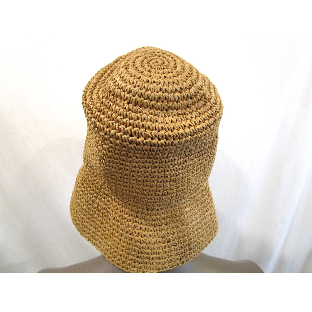 Madewell Brown Paper Straw Packable 3" Wide Brim Bucket Hat Women S/M - Picture 5 of 8